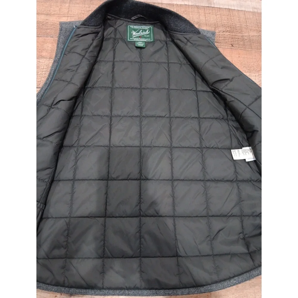 Men's Woolrich Wool Shell Puffer Full Zip Vest Sz Large‎ 2636